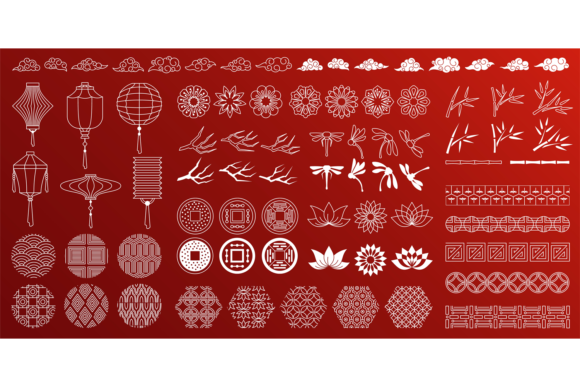 Asian New Year Elements: Decorative Trad for Designers