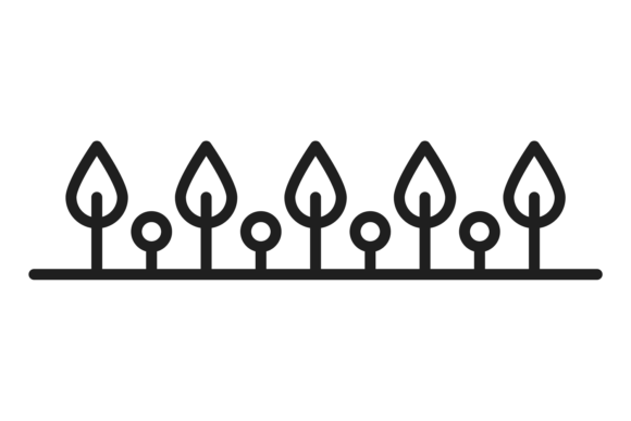 Black Trees in Row: A Decorative Style for Bold Design