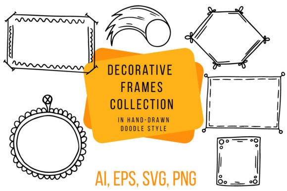Decorative Doodle Frames Set: Playful Design Assets