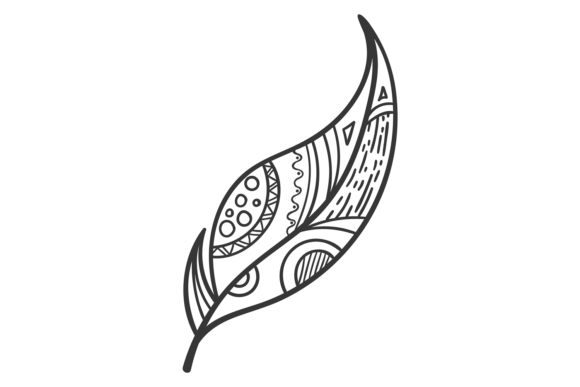 Decorative Feather with Hand Drawn Ethni: A Boho Designer's Dream