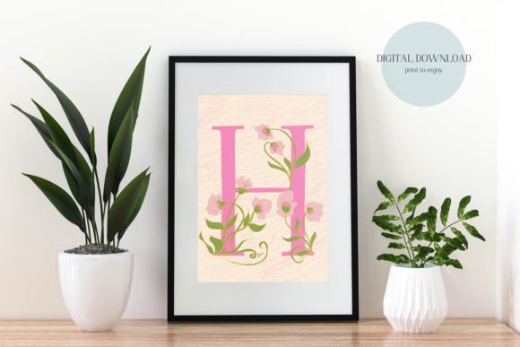 Decorative Floral Letter H: A Hand-Drawn Touch for Personalised Decor
