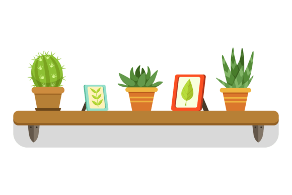 Decorative Wall Shelf with Succulents: A Design Asset Breakdown