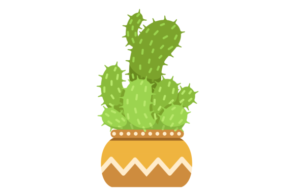 Green Cacti in Ceramic Pot: A Decorative Display Font with Organic Charm