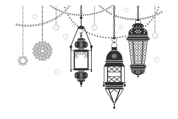 Hanging Eastern Lantern. Decorative Fest: A Font for Celebratory Design