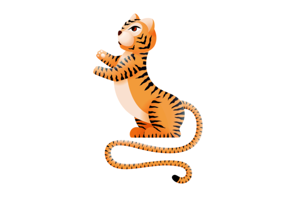 Playful Tiger: A Cute Decorative Wild Cat for Modern Design